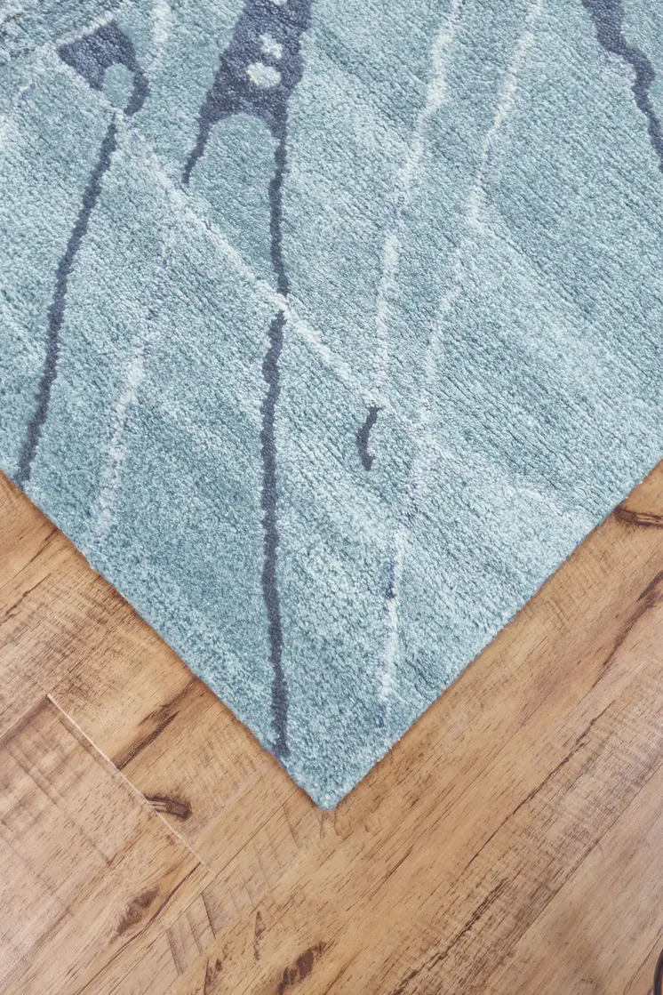 8' X 11' Blue and Gray Abstract Hand Tufted Area Rug