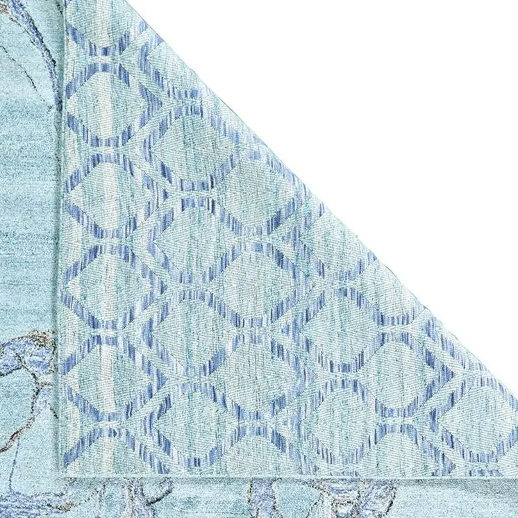 5' X 8' Blue and Ivory Abstract Hand Tufted Area Rug