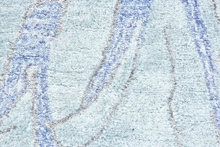 5' X 8' Blue and Ivory Abstract Hand Tufted Area Rug