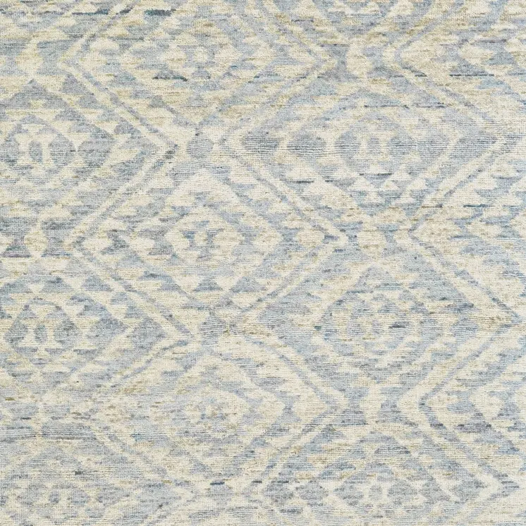 6' X 9' Gray and Ivory Wool Southwestern Hand Knotted Area Rug