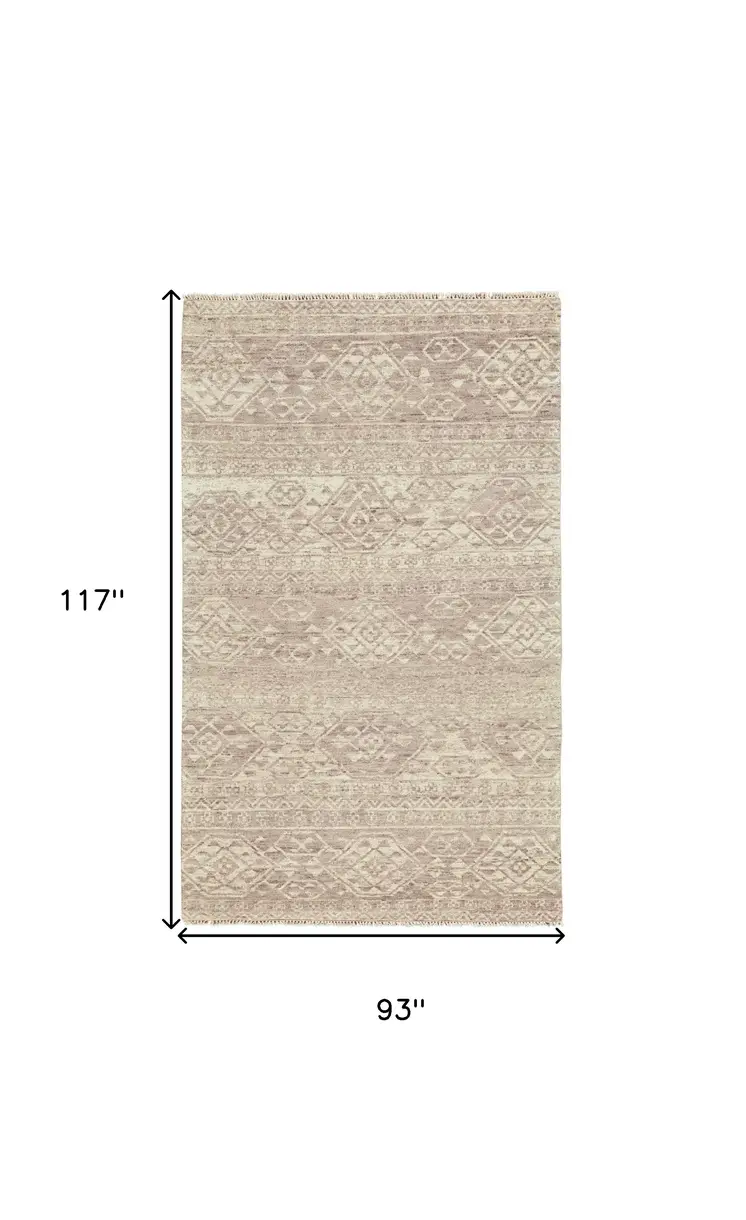8' X 10' Brown and Tan Wool Southwestern Hand Knotted Area Rug