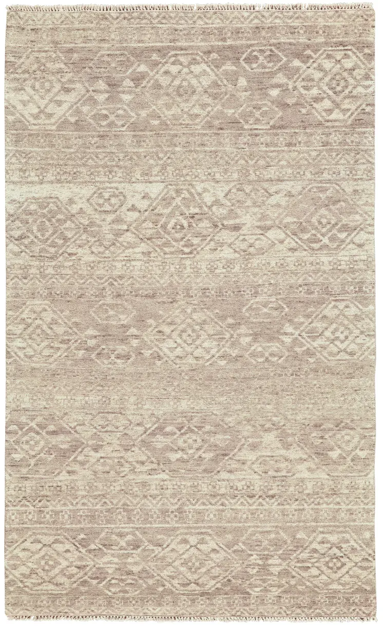 8' X 10' Brown and Tan Wool Southwestern Hand Knotted Area Rug