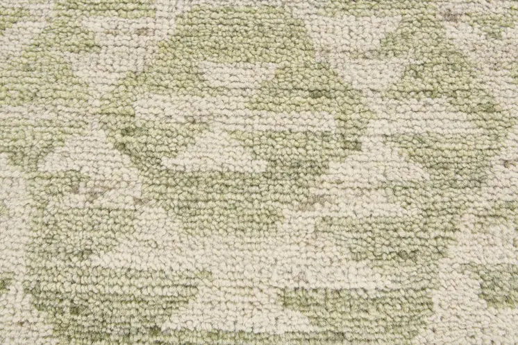8' X 10' Green and Ivory Wool Southwestern Hand Knotted Area Rug