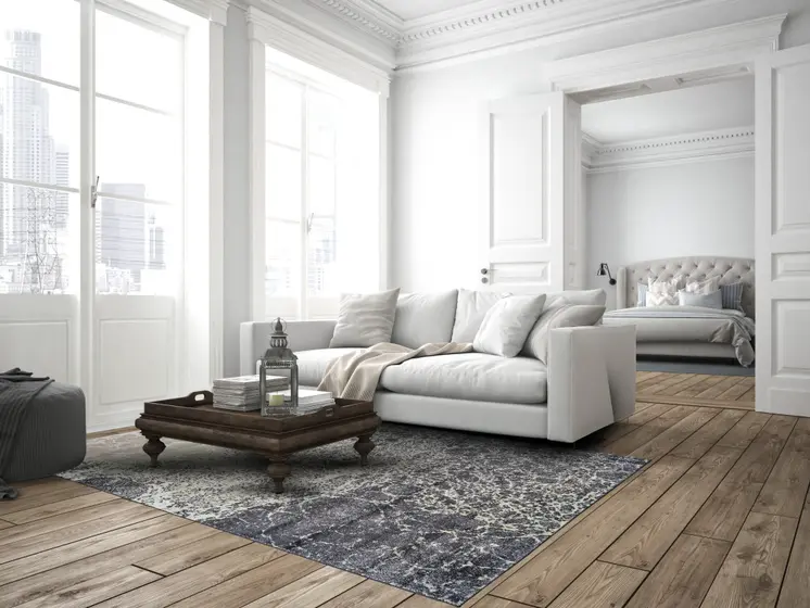 4' X 6' Ivory Gray and Green Abstract Power Loom Area Rug