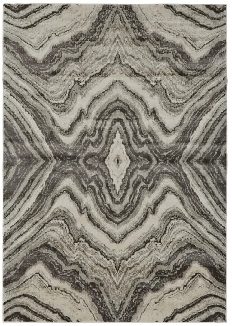 7' X 10' Ivory Gray and Tan Abstract Power Loom Area Rug