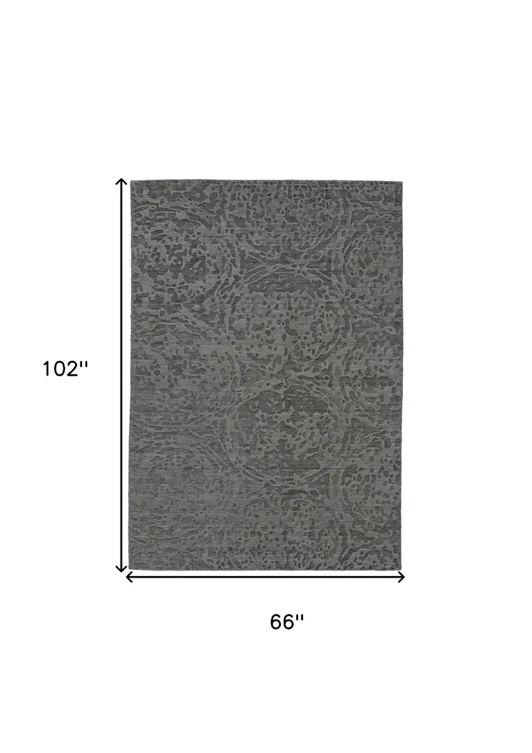 6' X 9' Gray Abstract Hand Woven Area Rug