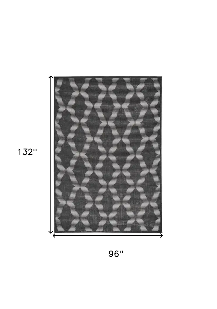 8' X 11' Gray and Brown Geometric Power Loom Area Rug