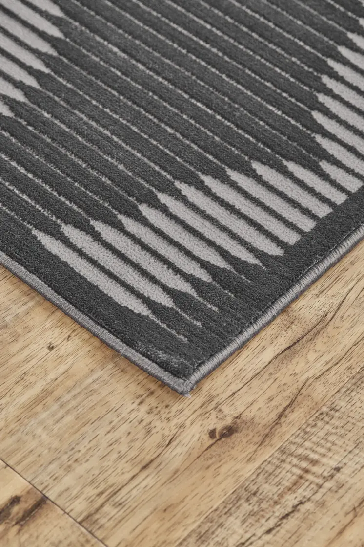 8' X 11' Gray and Brown Geometric Power Loom Area Rug