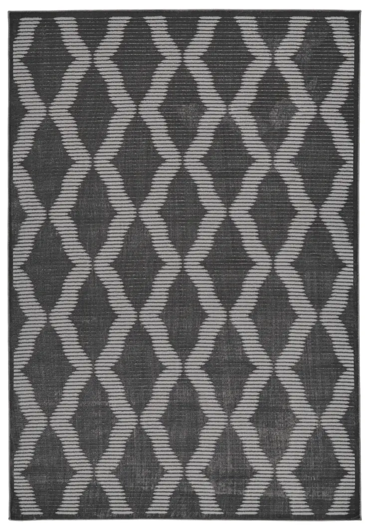 8' X 11' Gray and Brown Geometric Power Loom Area Rug
