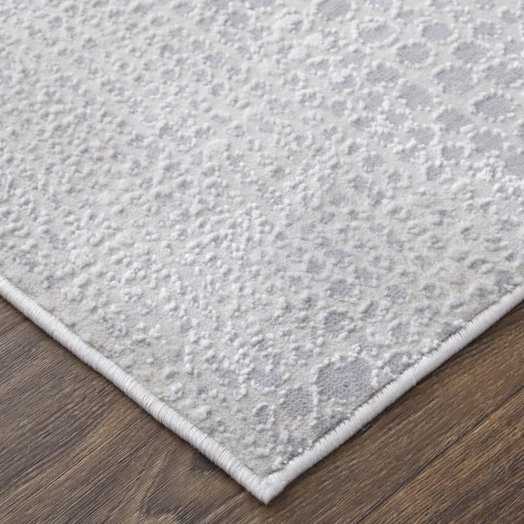 5' X 8' Gray and Ivory Abstract Power Loom Worn Faded Area Rug