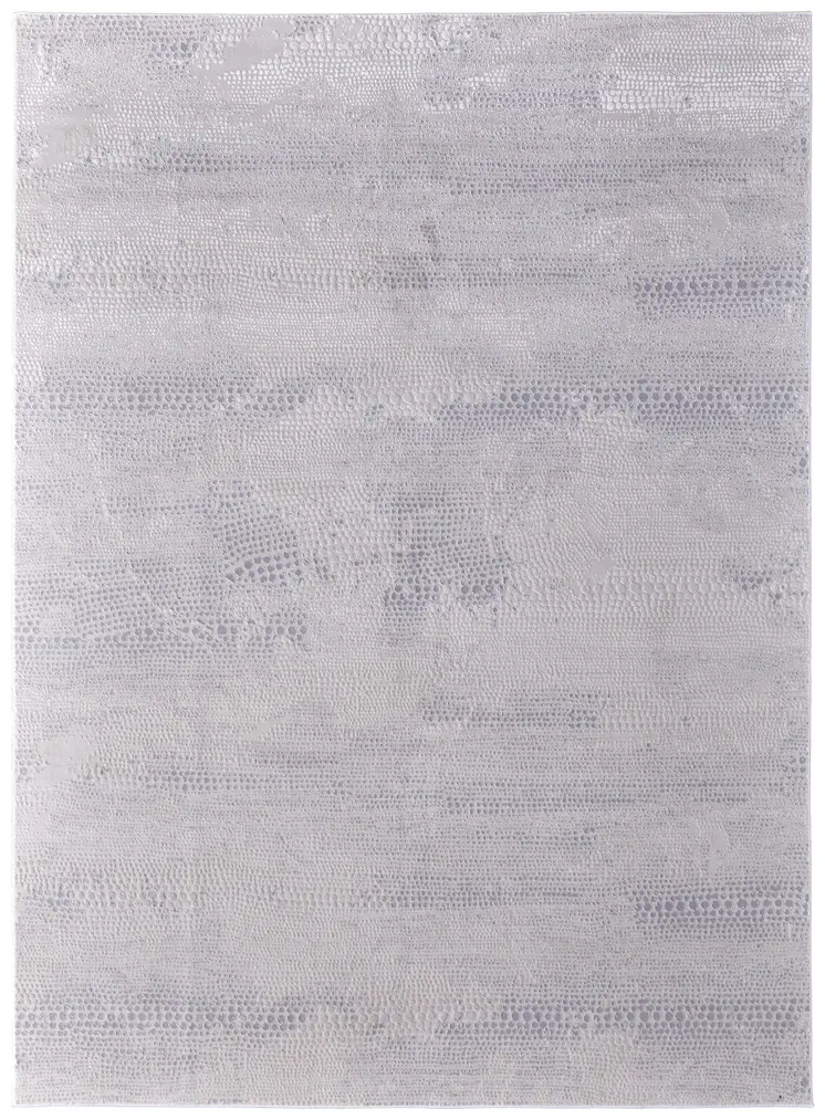 8' X 11' Gray and Ivory Abstract Power Loom Worn Faded Area Rug