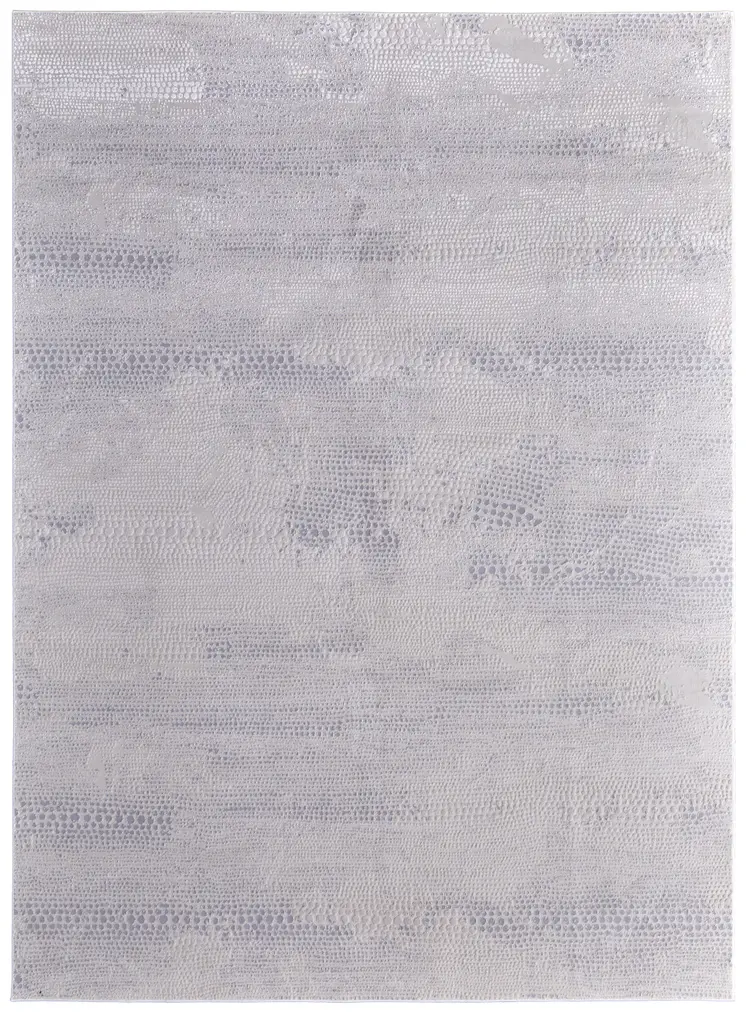 8' X 11' Gray and Ivory Abstract Power Loom Worn Faded Area Rug