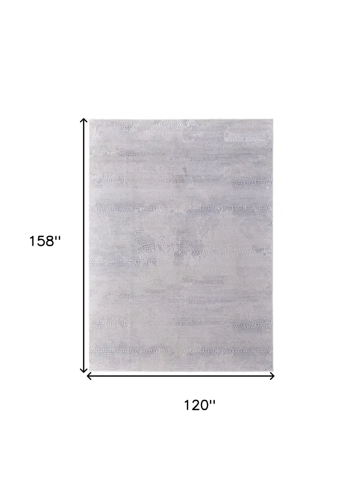 10' X 13' Gray and Ivory Abstract Power Loom Worn Faded Area Rug