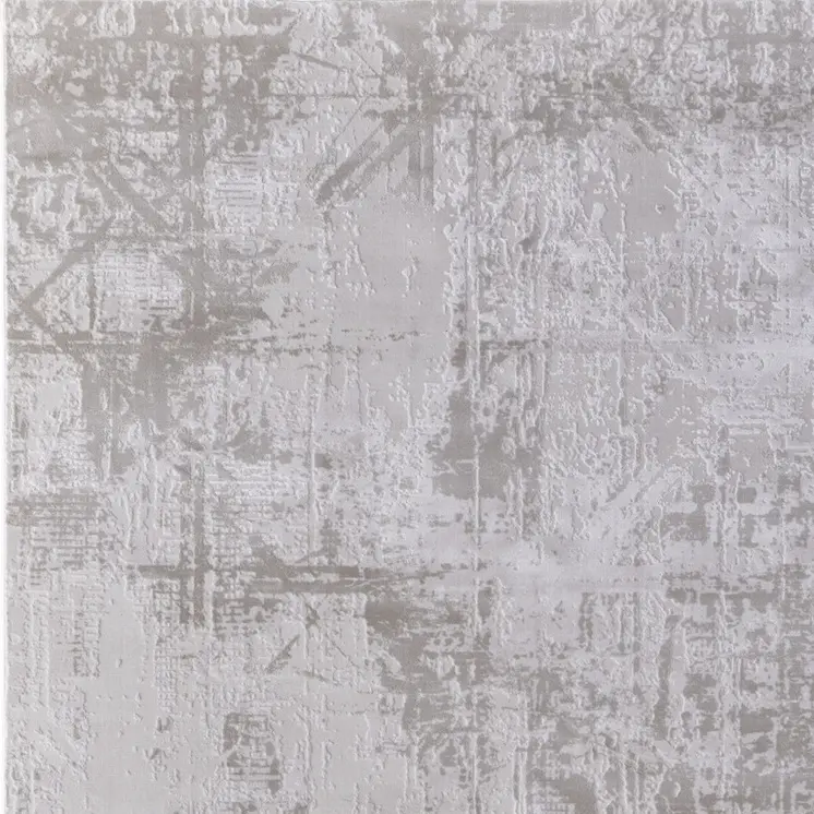 5' X 8' Taupe and Ivory Abstract Power Loom Worn Faded Area Rug