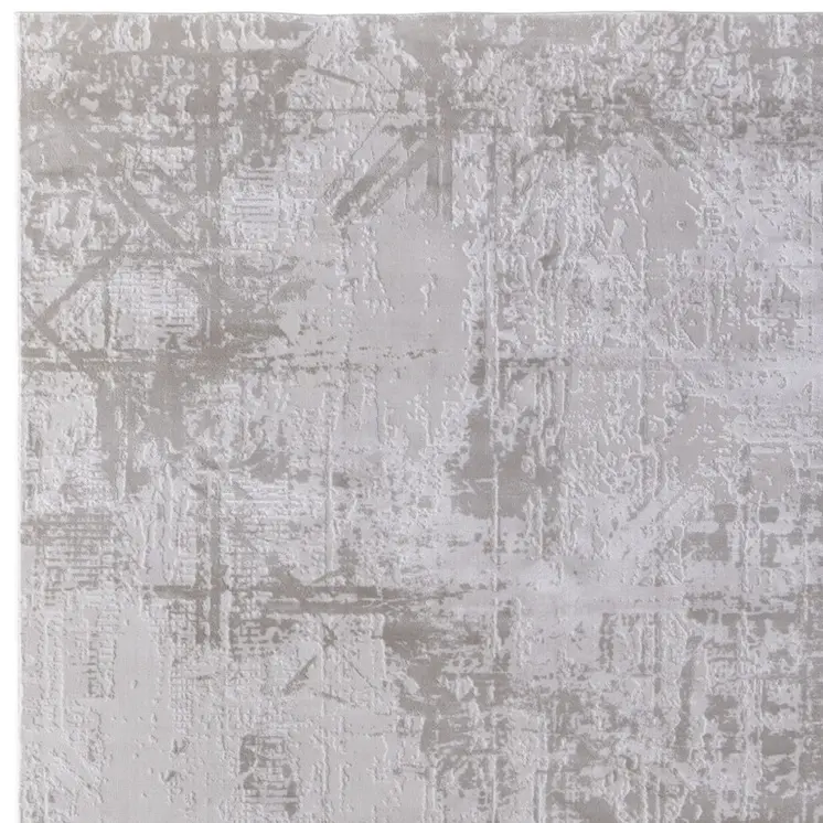 10' X 13' Taupe and Ivory Abstract Power Loom Worn Faded Area Rug