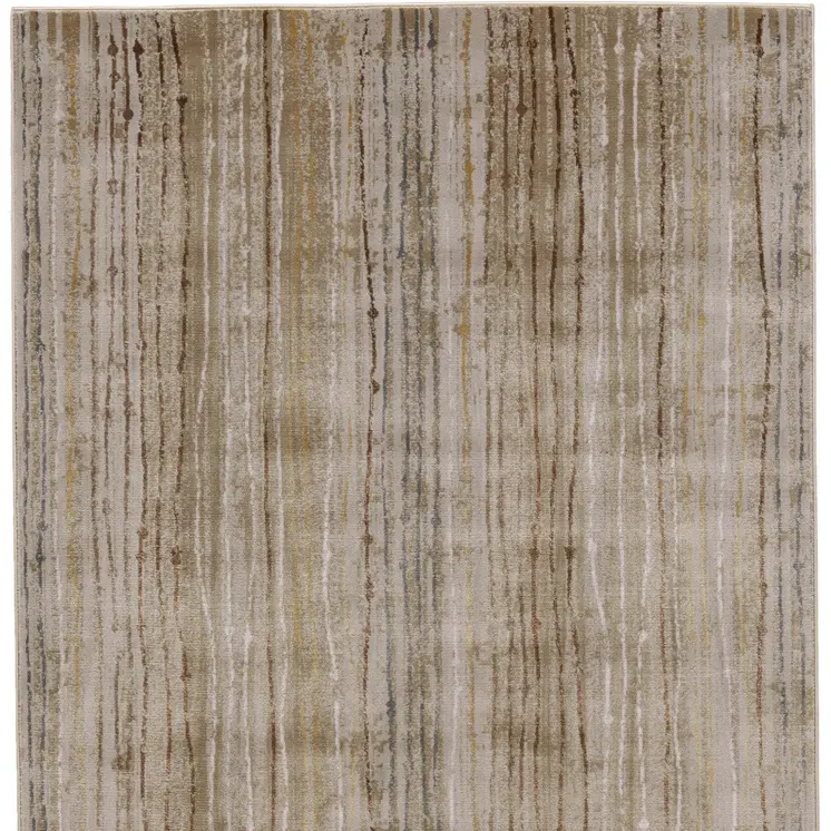 10' X 13' Brown and Tan Striped Power Loom Area Rug