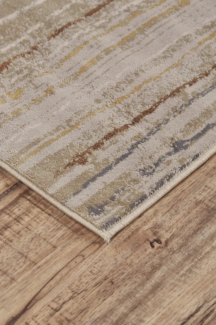 10' X 13' Brown and Tan Striped Power Loom Area Rug