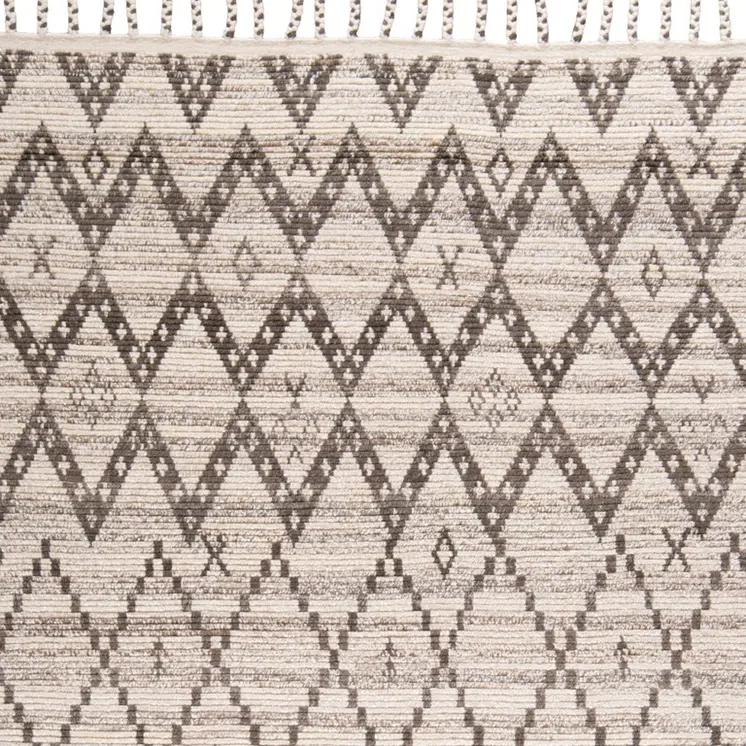 8' X 12' Taupe and Ivory Wool Geometric Hand Knotted Area Rug