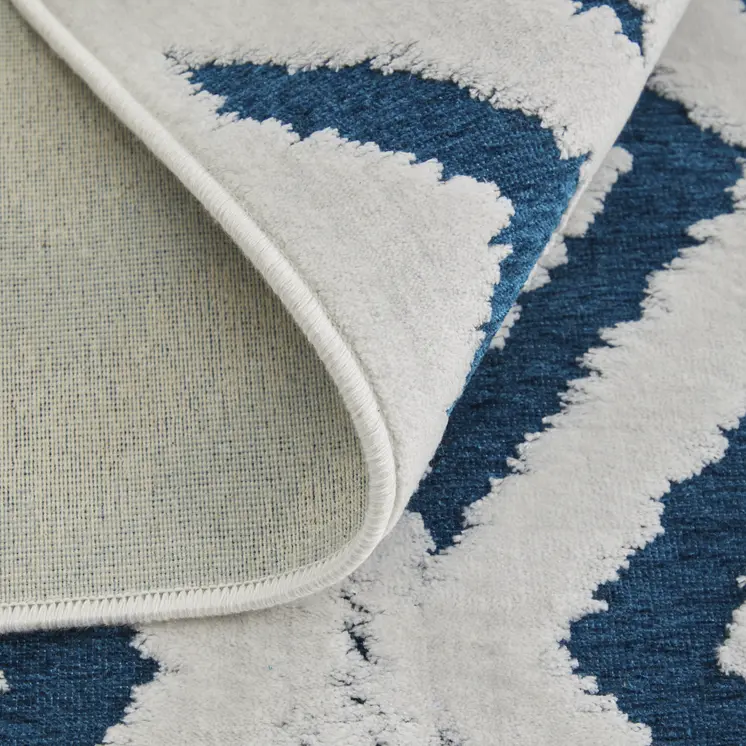 5' X 8' Blue and White Power Loom Area Rug