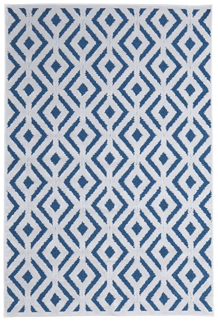5' X 8' Blue and White Power Loom Area Rug