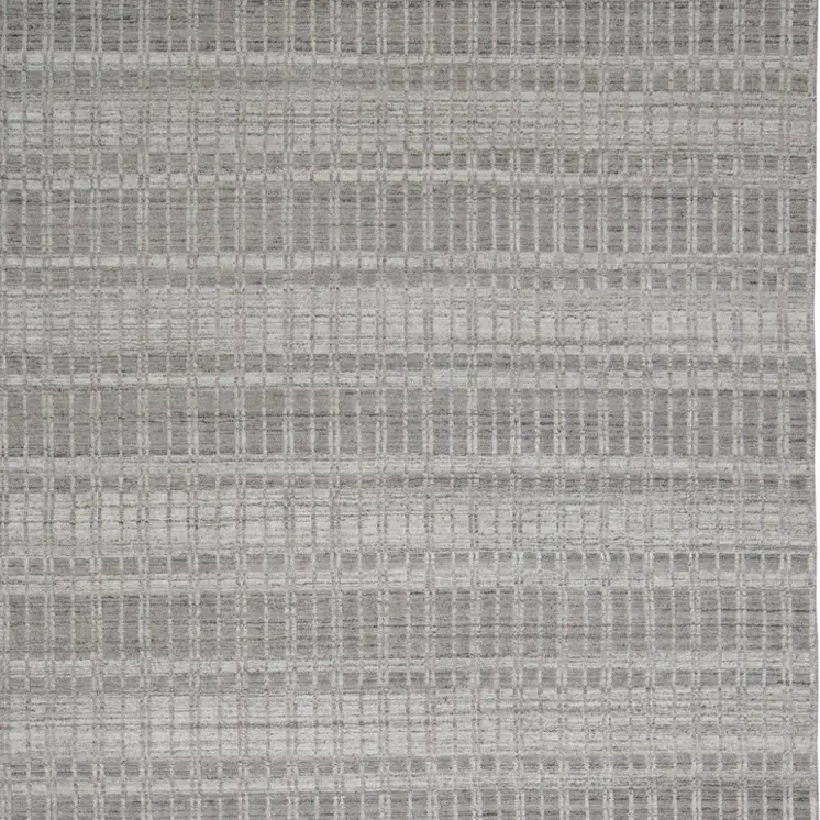 4' X 6' Gray and Ivory Geometric Hand Woven Area Rug