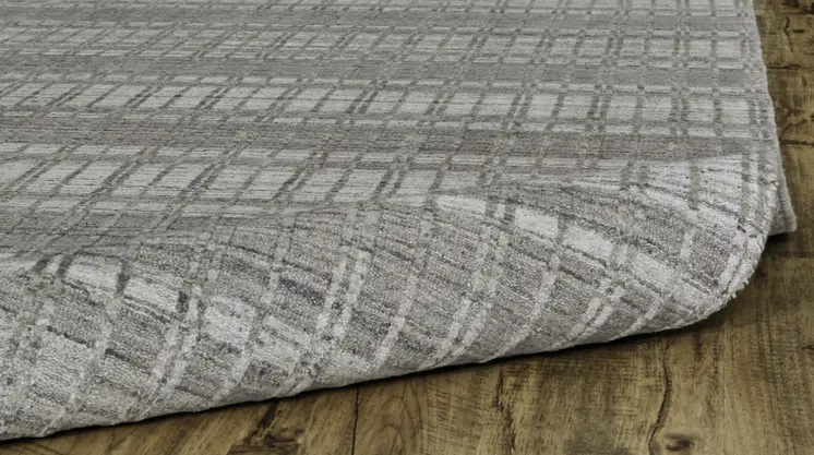 7' X 9' Gray and Ivory Geometric Hand Woven Area Rug