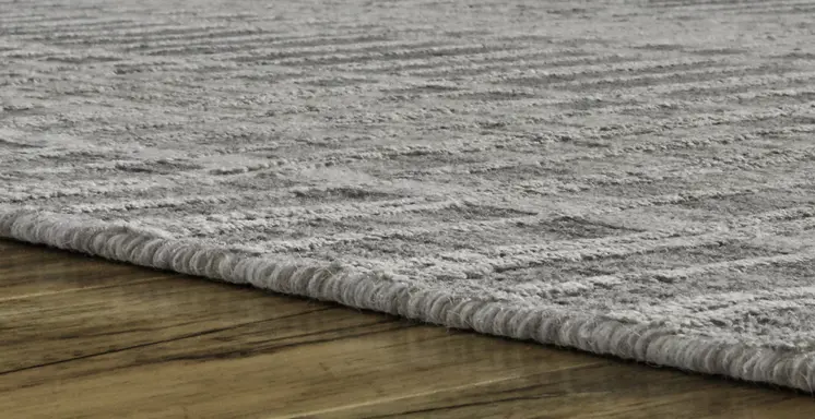 7' X 9' Gray and Ivory Geometric Hand Woven Area Rug