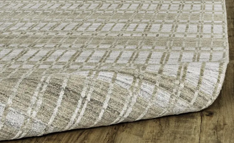 10' X 14' Tan and Ivory Geometric Hand Woven Area Rug