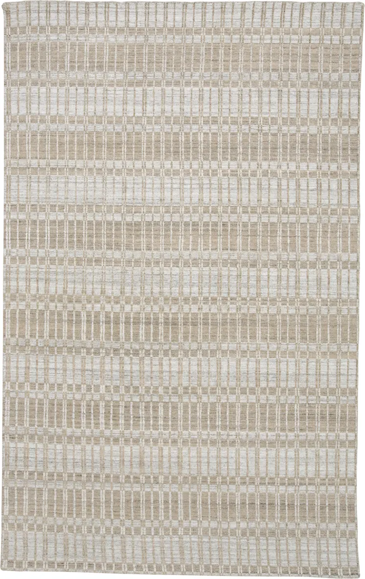 10' X 14' Tan and Ivory Geometric Hand Woven Area Rug