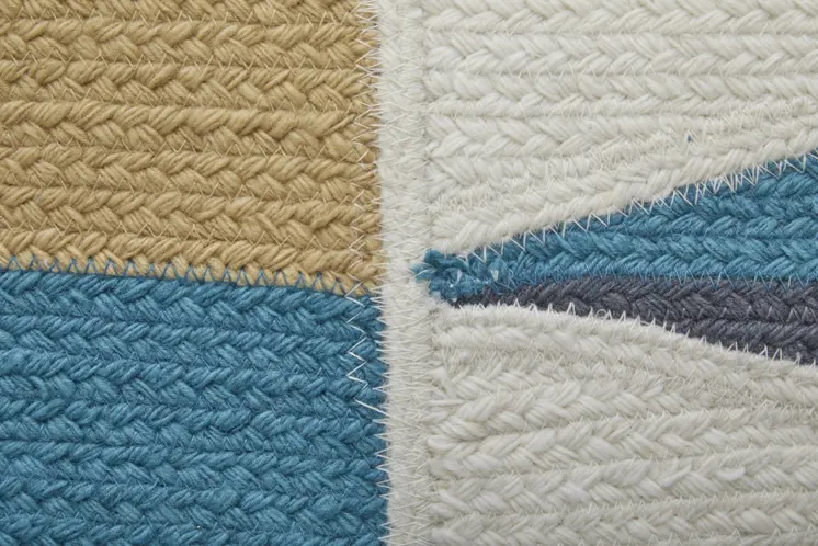 5' X 8' Blue Ivory and Gold Geometric Power Loom Area Rug