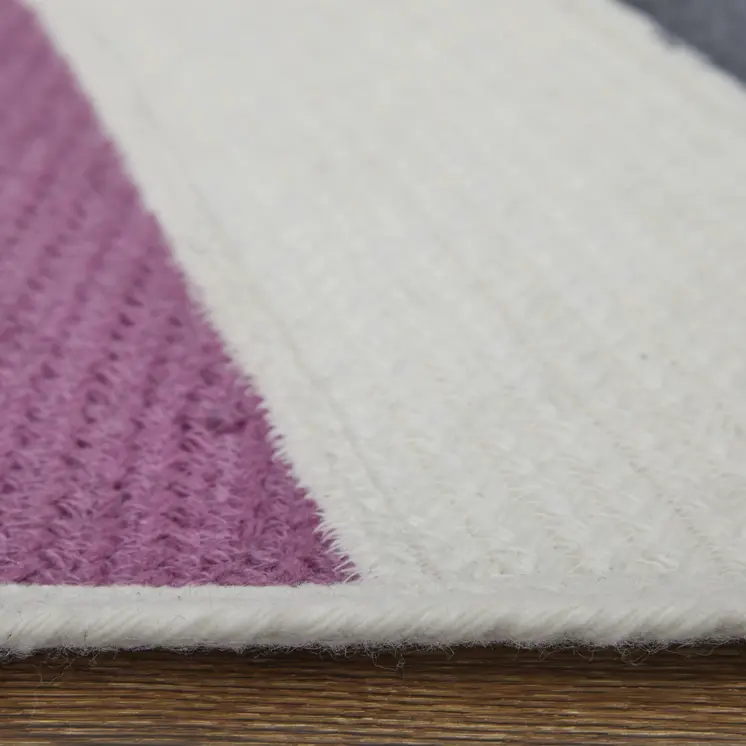 5' X 8' Ivory Purple and Green Geometric Power Loom Area Rug