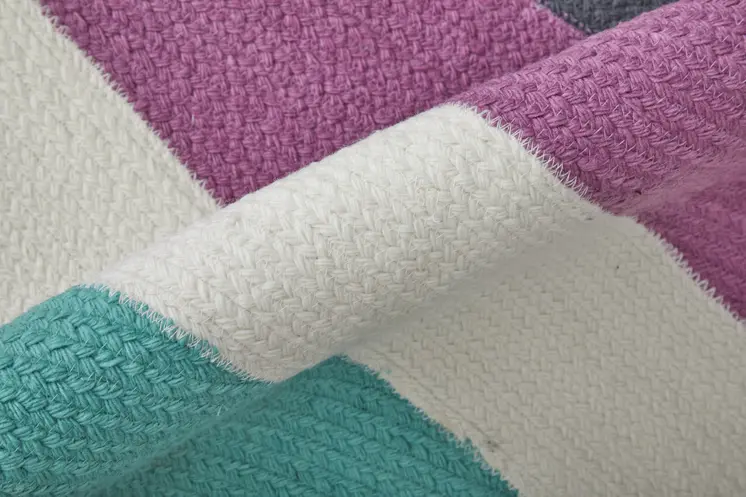5' X 8' Ivory Purple and Green Geometric Power Loom Area Rug
