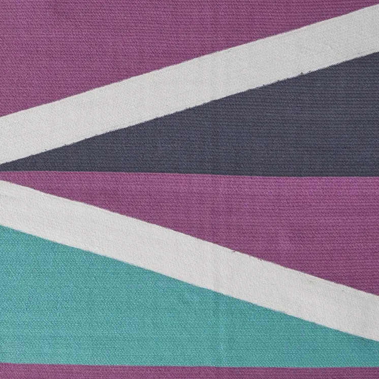 5' X 8' Ivory Purple and Green Geometric Power Loom Area Rug