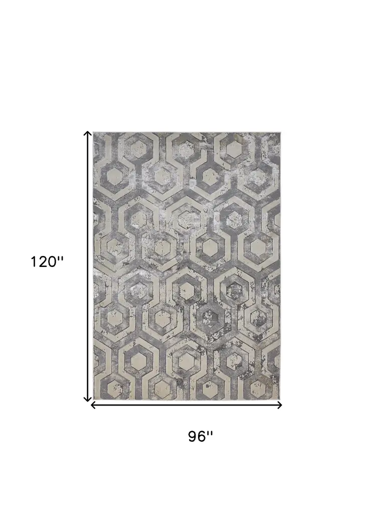 8' X 10' Taupe And Gray Abstract Distressed Area Rug