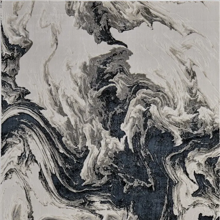 4' X 6' Ivory Black and Taupe Abstract Power Loom Area Rug