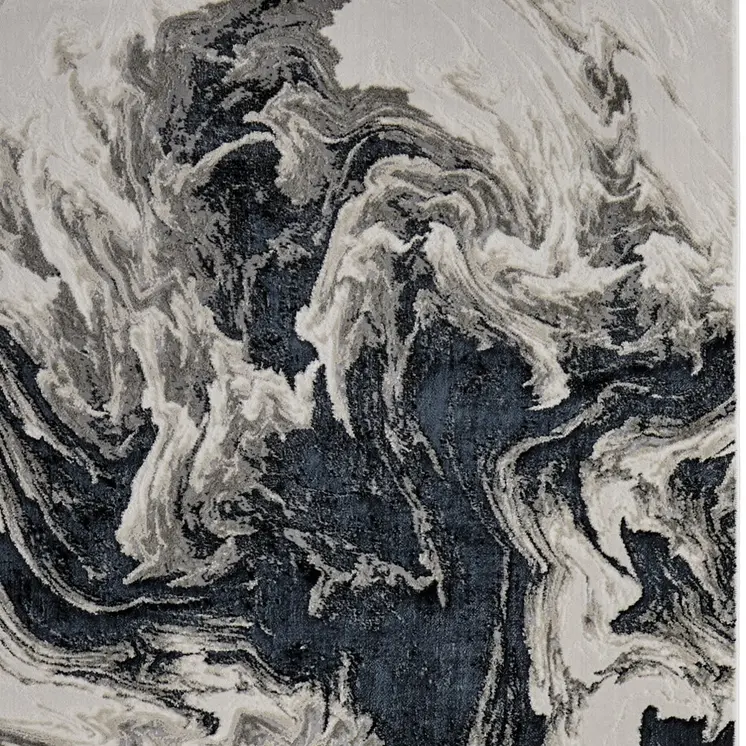 9' X 12' Ivory Black and Taupe Abstract Power Loom Area Rug