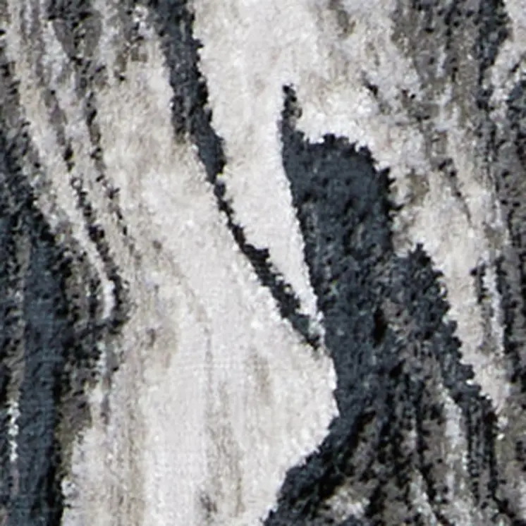 8' Ivory Black and Taupe Abstract Power Loom Runner Rug