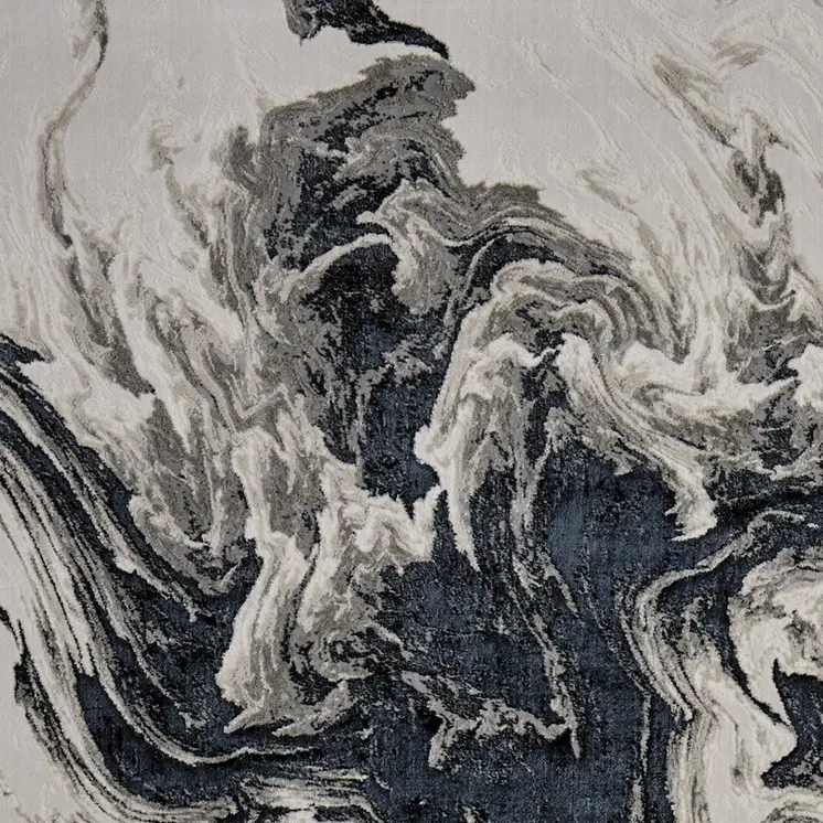 12' X 15' Ivory Black and Taupe Abstract Power Loom Area Rug