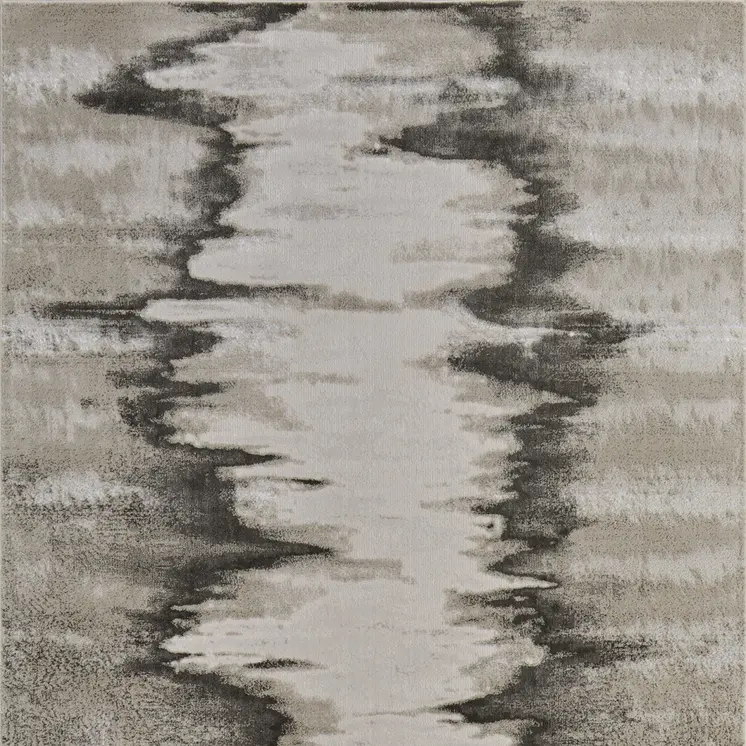 9' X 12' Gray Ivory and Taupe Abstract Power Loom Area Rug