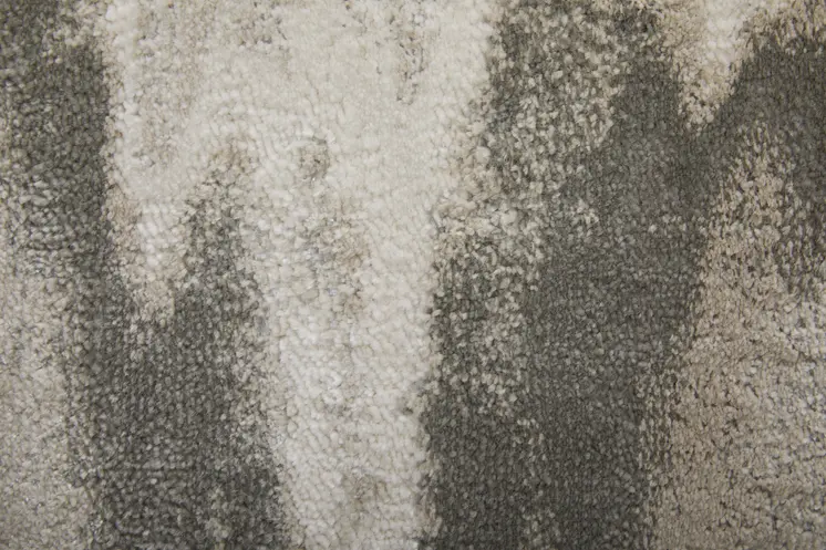 8' Gray Ivory and Taupe Abstract Power Loom Runner Rug
