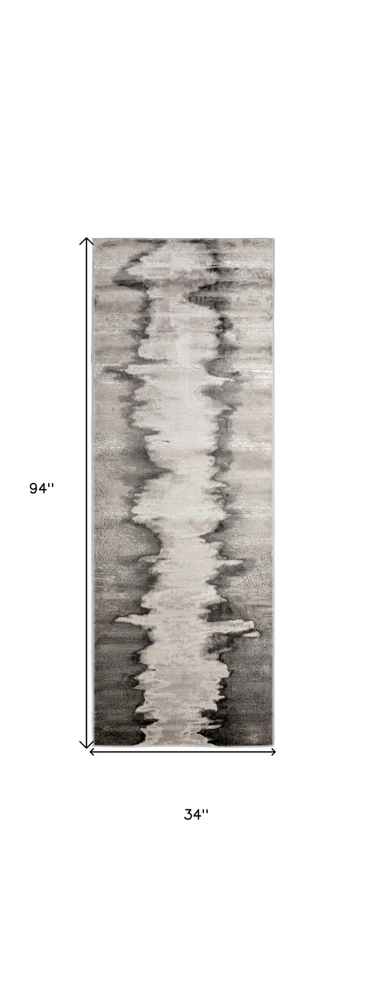 8' Gray Ivory and Taupe Abstract Power Loom Runner Rug