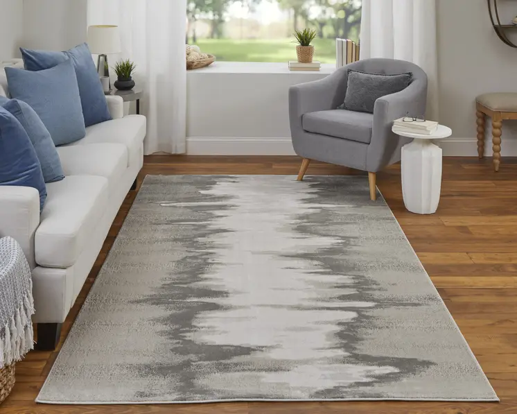 13' X 20' Gray Ivory and Taupe Abstract Power Loom Area Rug