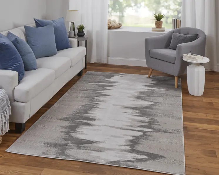 13' X 20' Gray Ivory and Taupe Abstract Power Loom Area Rug