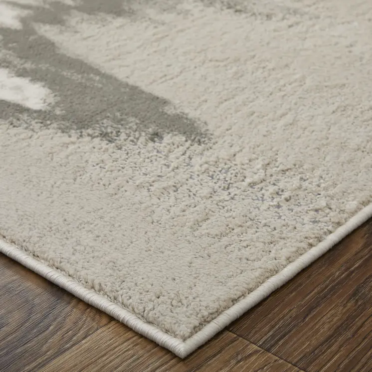 13' X 20' Gray Ivory and Taupe Abstract Power Loom Area Rug