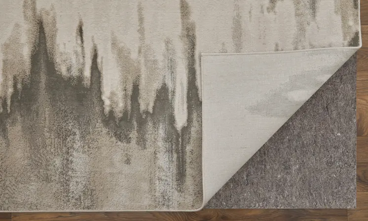 13' X 20' Gray Ivory and Taupe Abstract Power Loom Area Rug