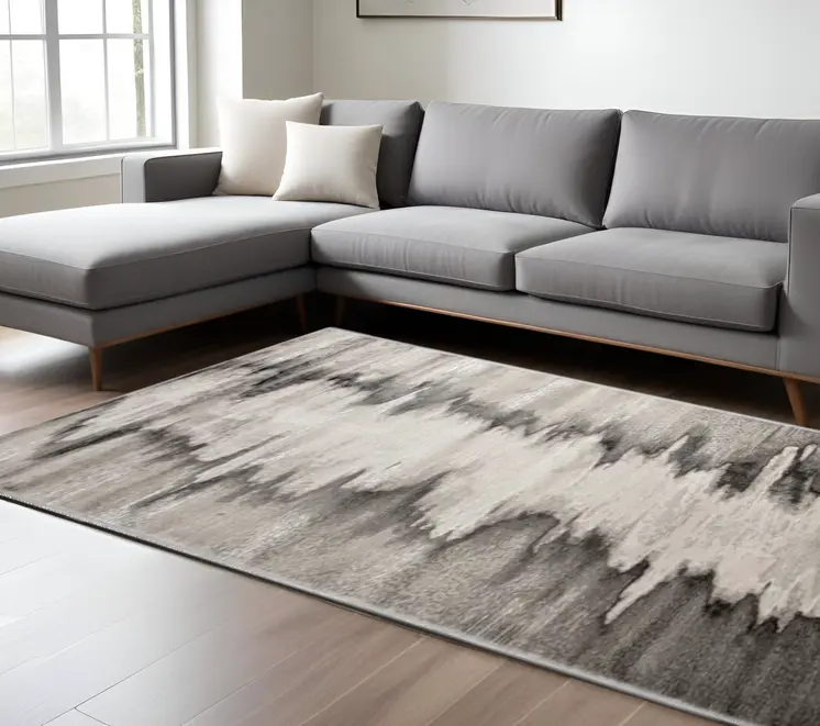 13' X 20' Gray Ivory and Taupe Abstract Power Loom Area Rug