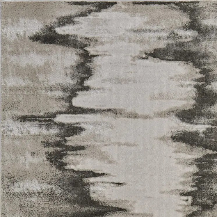 2' X 3' Gray Ivory and Taupe Abstract Power Loom Area Rug