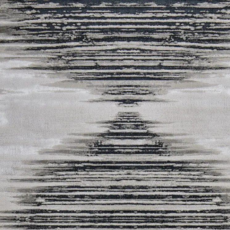 5' X 8' Black and Silver Geometric Power Loom Area Rug