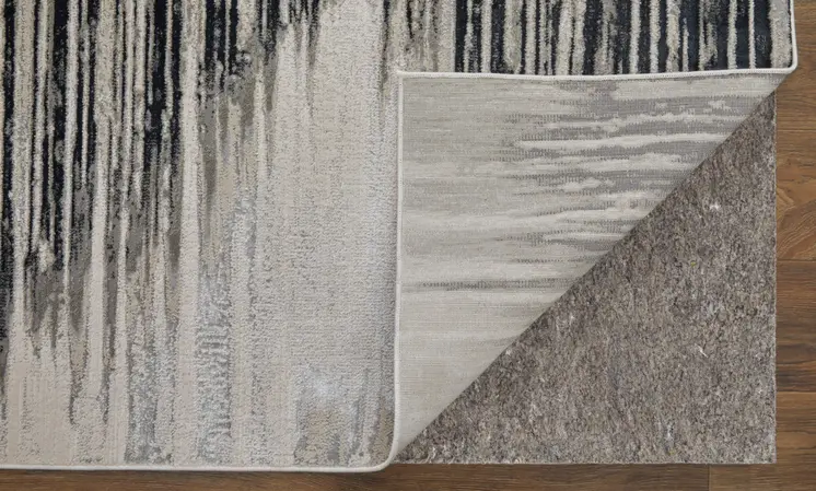 8' X 10' Black and Silver Geometric Power Loom Area Rug