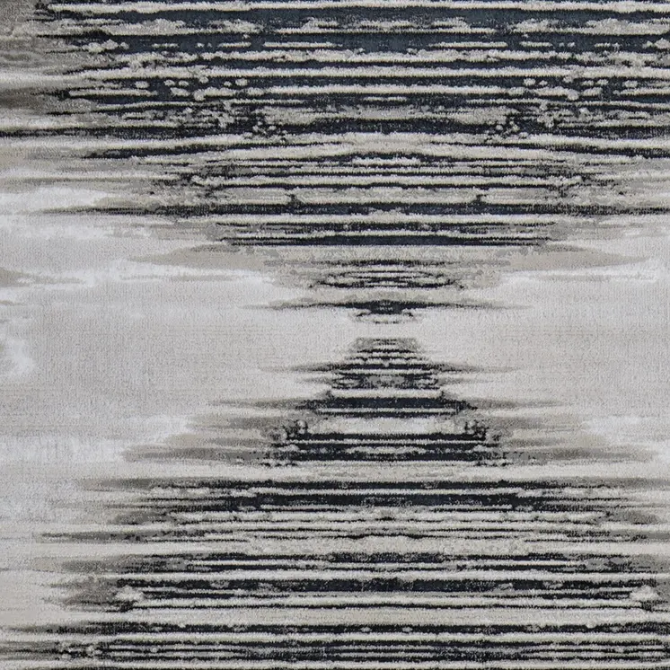 8' X 10' Black and Silver Geometric Power Loom Area Rug